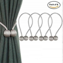 Embrasses de rideaux magnétiques décoratives tressées (gris, 4 pièces)