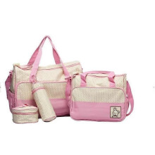 Set med 5 st Baby skötväska för mamma och babyresor - rosa