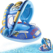 Aufblasbare Babyboje mit Sonnenschirm, aufblasbarer Schwimmring und Anti-UV-Schutz, Poolsitz für Babys