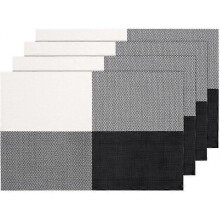 4er-Set geflochtene Tischsets in Grau, Schwarz und Weiß (TS-51)