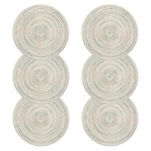 6er-Set, rund, geflochten, hitzebeständig, Durchmesser 36 cm, Polypropylen und Baumwolle, Beige