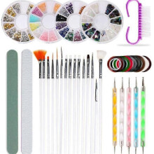 Set di design per nail art, kit per nail art, adesivi per manicure e nail art con diamanti, pennelli