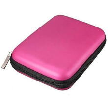 Shockproof Zippered Hard Drive Case Bag Cover Pouch for External Hard Drives - Pink