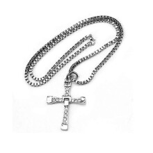 Cross Pendant Chain Halsband - Silver AlloyCrystal - Herrsmycken