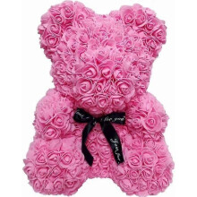 Oso de peluche con flores eternas, flores artificiales, regalos para San Valentín, bodas, aniversarios