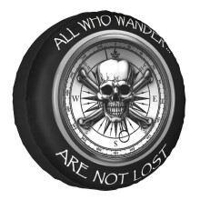 (1) All Who Wander Are Not Lost Reifenabdeckung 4WD Totenkopf Skelett Reserveradschutz für Jeep Toyota