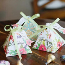 Marchelec Lot de 50 boîtes à bonbons en papier pour mariage, baptême, anniversaire, vert