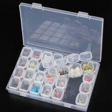 Contenitore per decorazioni per nail art in plastica trasparente da 28 scomparti, espositore per gioielli,