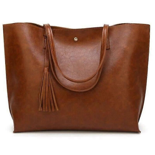 Women's PU Leather Handbag - Brown - Shoulder Bag - Soft and Durable