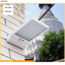 Applique murale solaire 36 LED sans fil, étanche, avec détecteur de mouvement, pour jardin, etc.