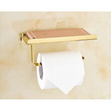 Stainless Steel Toilet Paper Holder with Phone Holder - Gold