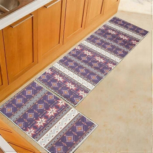Set di 2 tappetini da cucina - Blu - 40 x 60 cm e 40 x 120 cm