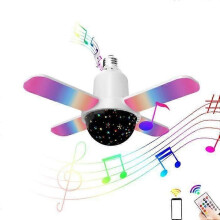 Plafoniera LED pieghevole colorata a 4 foglie E27 con musica Bluetooth, telecomando, luce da discoteca