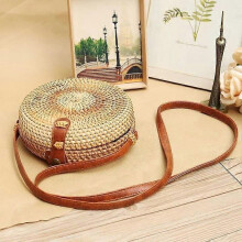 TEMPSA Straw Rattan Bag Women Round Woven Handbag Crossbody Bohemian Beach Travel