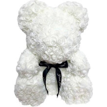 Décoration artificielle - Ourson en peluche rose - 25 cm - Blanc - PE - Cadeau d'anniversaire Saint-Valentin