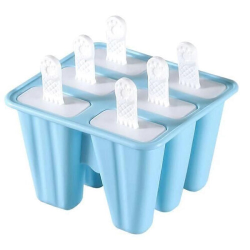 Moules à glace en silicone - WANGJIANGDA - 6 alvéoles - Réutilisables - Bleu