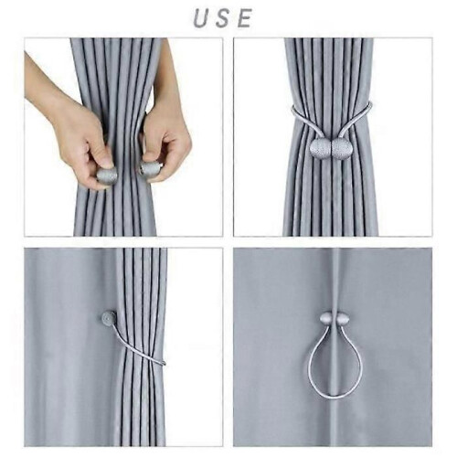 Embrasses de rideaux magnétiques - Accessoires - 47 cm - Polyester - Bleu - Intérieur 1