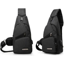 SVART USB Messenger-väska för män Crossbody bröstväska för sportresor QUI24093
