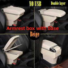 (B Beige NO USB)För Ibiza 6j Ibiza 6L armstödslåda För Seat Ibiza Car Armstöd Centralförvaringslåda