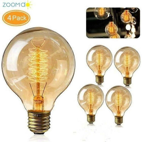 Ampoule globe Edison vintage E27 - Zoomdo - Blanc chaud 40 W - Lot de 4