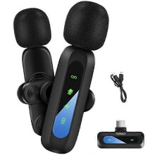 Trådlös Lavalier-mikrofon, TOPESCT för iPhone/Android-telefon/laptop, USB C för videoinspelning, vloggning,