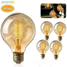 Ampoule globe Zoomdo Vintage Edison E27 - Blanc chaud 40 W - Lot de 4