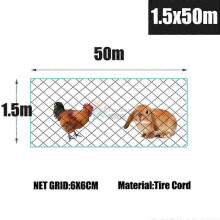 (1,5 x 50 m) Filet de protection en nylon pour clôture de poulet, lapin, volaille, jardin, étang