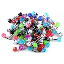 Großhandel 10 Teile/los 316L Chirurgische Edelstahl Acryl Würfel Piercing Augenbraue Ohr Tragus Ring