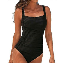 Traje de baño de una pieza para mujer, negro, vientre plano, sexy y cómodo