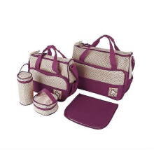 Baby skötväska för mamma - LILA - Set med 5 - Nya material - Stor kapacitet