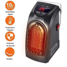 Badkamerventilatorverwarming - Mini-ruimteverwarming met regelbare thermostaat, krachtig 400 watt, laag