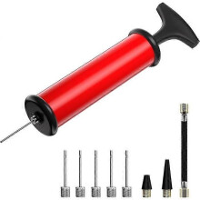 Sportballpumpe mit 5 Ballpumpennadeln, tragbare Ballpumpe, roter Basketball