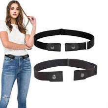 Elastische riem zonder gesp voor dames - MERK - Model - Zwarte koffie - Zwart - Volwassene - Dames