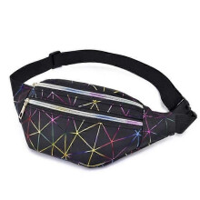 Chest bag - GOBRO - Holographic - Black - PU - 31x13x8 cm