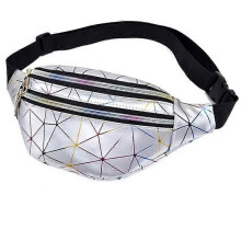 Holographic Chest Bag for Women - GOBRO - Silver - PU Leather - Polyester - 31 x 13 x 8 cm
