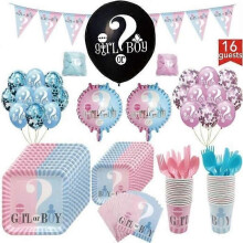 Partydekoration - GeschirrBallon - Schwangerschaftsverkündung Sex - Blau Rosa