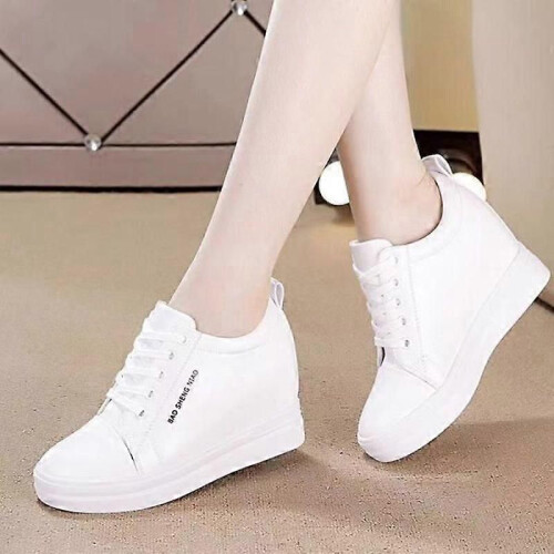 Baskets à talons décontractées pour fille - FR28MCQ - Blanches - Compensées - À lacets