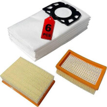 2 Filter and 6 Bags Replacement Compatible with Karcher wd4 wd5 wd5p wd6 Premium wd6 p mv4 mv5 mv6