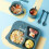 Green - Dinosaur Baby Tableware Set 6 Pcs Compartment Plate Complementary Food Bowl 1