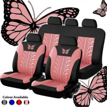 Ensemble de housses de siège auto universelles à motif papillon, rose, 9 pièces