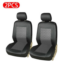 (Gray Front 2pcs)GM Seat Cover PU Leather Breathable Fully Surrounded Cushion 5-seater Protective Pad