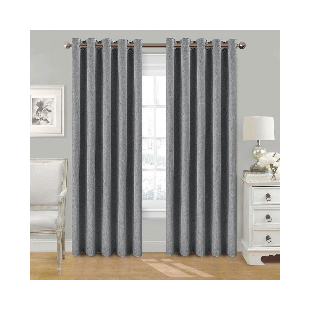 (Silver Grey, 66" x 72") Luxury Linen 99% Blackout Curtains  - Eyelet Ring Top - Pair of Curtains & Tie backs -  - Noise Reduction - Ideal For All roo-image-OPC-PJJ9GK5-NEW