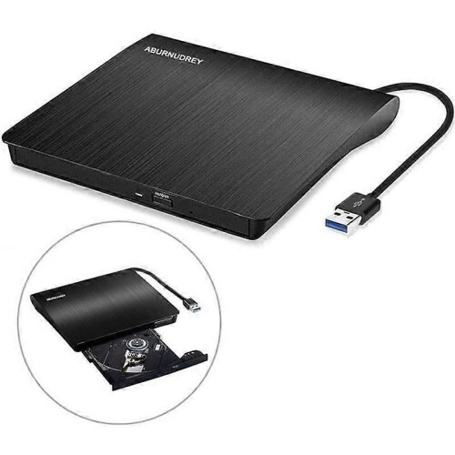 External CDDVD Drive - AUDBURN - USB 30 - DVD Burner - Portable Recorder - Black