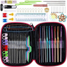 100-teiliges Strickzubehör-Set, 22-teiliges Aluminium-Strick- und Häkelnadel-Sortiment, Werkzeug-Set,