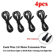 Lot de 4 rallonges de 2 m, 4 broches, 22 AWG, connecteurs étanches pour LED RVB multicolores