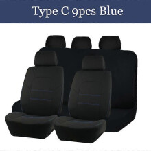 (Tipo C 9 pezzi blu) Set di 4/9 coprisedili universali in poliestere per auto, accessori per interni