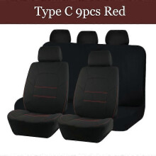 (Tipo C 9 pezzi rosso) Set di 4/9 coprisedili universali in poliestere per auto, accessori per interni
