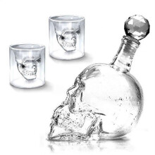 1000ML lege schedel glazen alcoholfles met 2 glazen 73ML