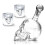 1000ML Empty Skull Glass Alcohol Bottle with 2pcs Glasses 73ML 1
