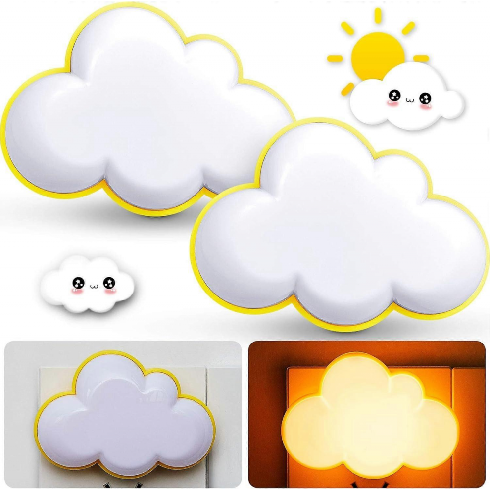 2 Pack LED Night Light Cloud Soft Light Plug into Wall Cute Baby Wall Nursery Lamp Warm Sensor Plug-in Intelligent Nightlight for Kids Bedroom Hallwa